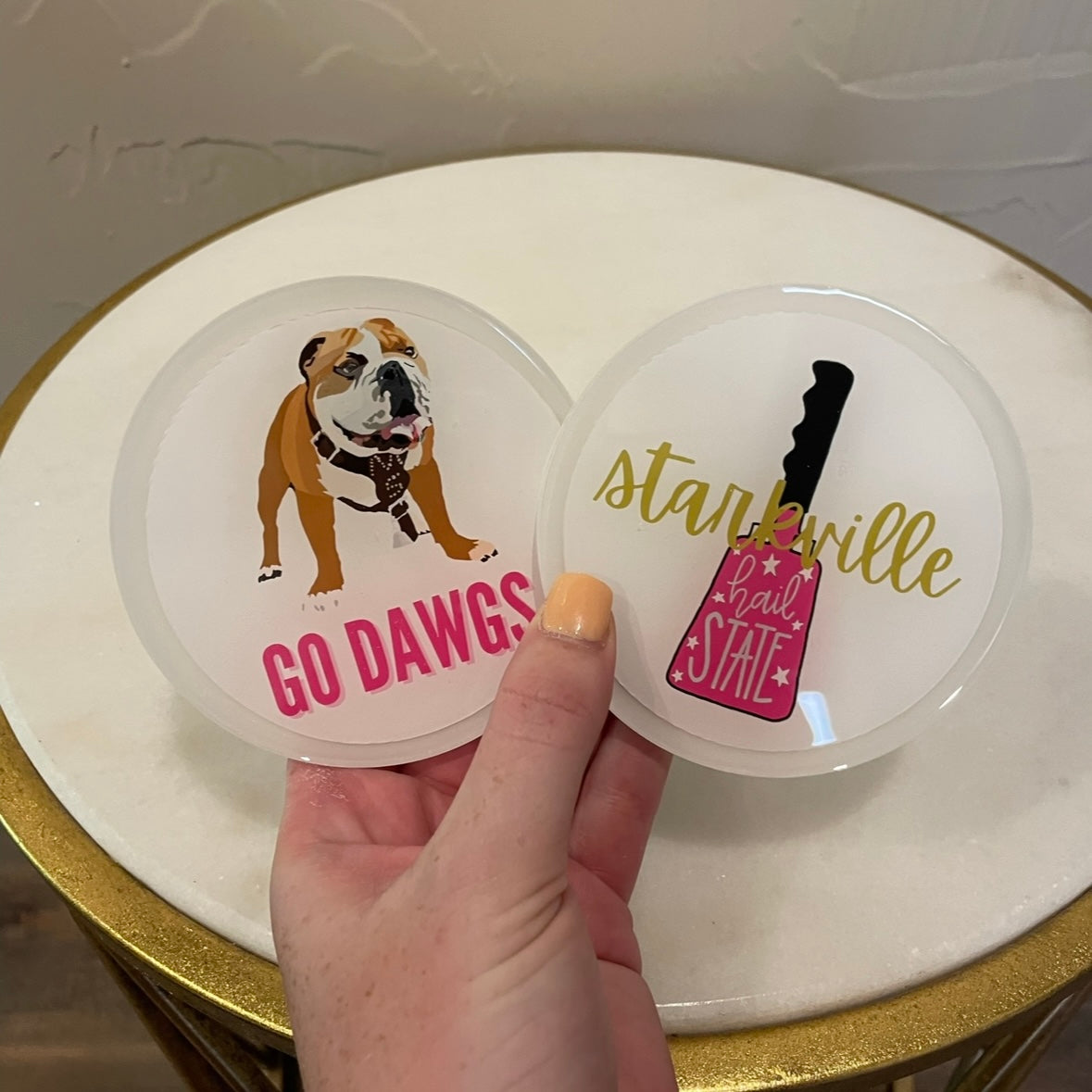Set of 4 Pink MSU Coasters