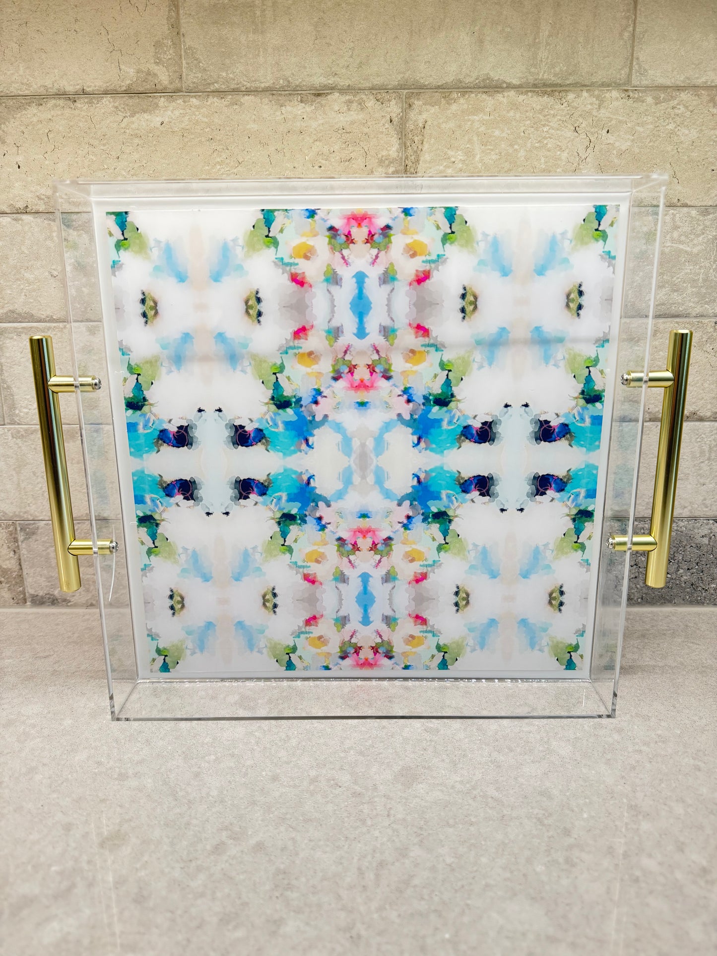 Blue Watercolor Acrylic Tray