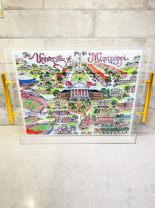 Ole Miss Campus Map Acrylic Tray