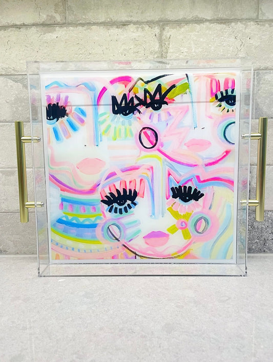 3 Abstract Girls Acrylic Tray