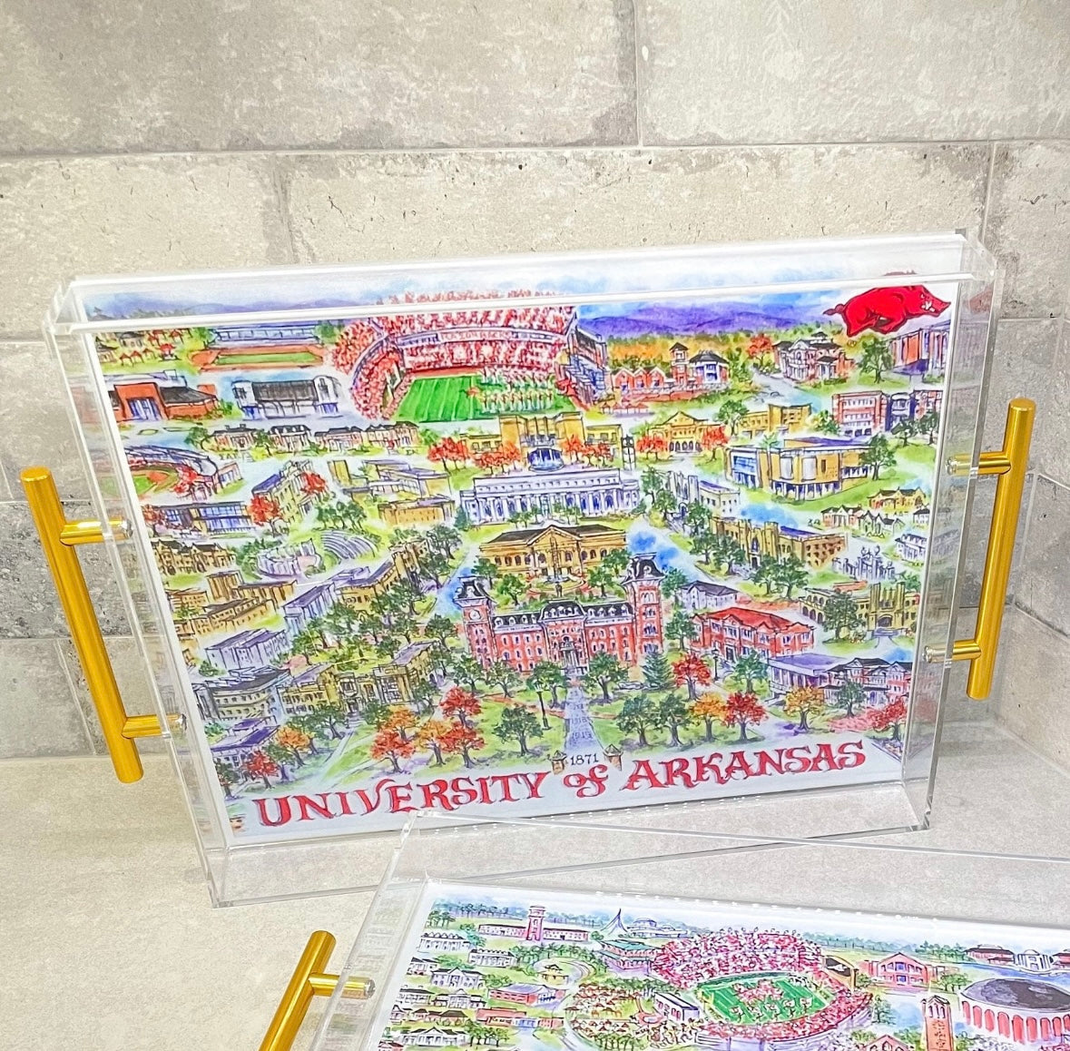 Arkansas Campus Acrylic Tray