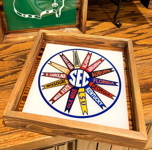 Retro SEC Wood Acrylic Tray